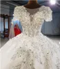 Trouwjurk prachtige appliques hof trein prinses jurken 2023 luxe kralen open rug bruidsjurk vestido de noiva korte mouw