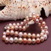 Chains Colorful Pearl Necklaces 7-8mm Natural Round Freshwater Necklace 18" Beautiful Three Colors(white Pink And Lavender)