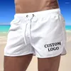 Men's Shorts Custom Your Logo Summer Beach Swim For Men Casual Fitness Sport Drawstring Short Low Waist Solid Pant Male Beachwear