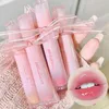 Bow Mirror Water Lip Gloss Waterproof Lasting Non-stick Cup Nude Red Translucent Jelly Lipstick Make-up for Women