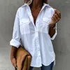 Kadın bluzları Kadın Gömlek Dönüşü Düz yaka Top High-Low Hem Side Loose