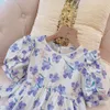 Vestidos de meninas urso líder líder bolha manga princesa verão crianças usam menina bebê retrô floral fofo 230406