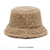 Berets inverno balde chapéu cordeiro lã homens mulheres pescador boné quente casual ao ar livre panamá