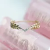 Cluster Rings Double Fair Elegant Leaves Straw Feather For Women Cubic Zirconia Yellow Gold Color Career Gift Fashion Jewelry KAR348