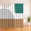 Shower Curtains Mid Abstract Century Shower Curtain Arch Sun Moon Minimalist Geometric Curve Stripe Fabric Christmas Landscape Bth Curtain Hook 230406