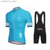 Cykeltröja sätter nya explosiva cykelkläder Set Raphaful Summer Men's Short Seve Cycling Jersey Shorts Suit MTB Cycling Clothing Q231107
