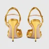 2023 patent Catwalk models Lucky Classic Sexy lip Snake Open Toe wedding 10.5CM Stiletto High Heels Sandals Gold size 34-44
