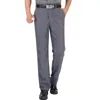 Garnitury męskie Summer Thin Men Casual Suit Pants High talia Solidne luźne spodnie lniane w średnim wieku proste biznesowe sukienki biznesowe