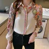 Blouses pour femmes Elegant Floral Printing Ladies Shirts Fashion Fashion 2023 Spring Automne Automne à manches longues