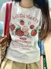 Kadın Tişörtleri Y2K Estetik Yaz Karikatür Çilek T-Shirts Harajuku Kısa Kol gevşek Ocasual Teps o Boyun tüm eşleşen gündelik