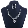 Bride Set Chain Leaf Pearl Necklace Earrings Korean Wedding Dress Two Piece