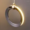 Chandelier Crystal Ring Aluminum Villa Spiral Staircase Living Room Decorative Lamp Family Lighting Modern Led Luster