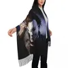 Halsdukar lyx Michael Myers knivar Tassel Scarf Women Winter Fall Wime Shawl Wrap Female Halloween Film Art