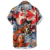 Mäns casual skjortor sommar japansk stil tryckt skjorta för män tatuering hawaiiansk mäns skjorta klassisk kort ärm topp y2k harajuku herrkläder 230406