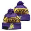 Gorros de luxo Lakers Beanie Los Angeles LAL designer de inverno homens mulheres design de moda chapéus de malha outono boné de lã carta jacquard unissex crânio quente esporte chapéu de malha A15