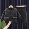 Kledingsets Herfst Winter Peuter Baby Jongenskleding Set Volledige mouw Effen Broek 2 stuks Katoen Warme Pakken Kinderkledingsets