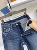 Mäns jeans Almaqi Men 2024 Autumn Winter Elastic Fashion Embroidery Big Size 29-38 raka långa byxor Anpassad läderetikett