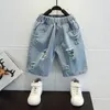 Jeans Jeans garçon déchirés à gros trous Jeans garçon Jeans été enfant Style décontracté Vêtements enfant 6 8 10 12 14 230406