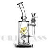 10 polegadas Hookahs Bubbler de água de vidro tubos de plataformas de água Recycler Recycler Recycler Bongs com Bonga de Bonga de Catcher de cinzas de quartzo de 14 mm de quartzo