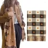 Scarves Double Sided Heart Pattern Tassels Scarf Adult Cold Weather Warm Neckscarf Women Winter Thickened Neck Wrap Outdoor Shawl