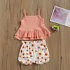 Kleidungssets 0-24M geborene Baby Mädchen Kleidung Sonnenblumen Druck ärmellose Rüschen Weste Tops Shorts 2pcs