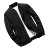 Heren Jackets Men Business Jacket Ribbing Bottom Temperament Bomber Pure Color Elastic Cuff Outerwear