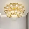 Chinese Classic Crystal Chandeliers Lamps LED Modern Golden Chandelier Lights Fixture American Luxury Flower Home Restaurant Hotel Indoor Lighting Decoration