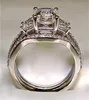Solitaire Ring Vintage 10K White Gold 3CT Lab Diamond Ring Set 925 Sterling Silver Bijou Engagement Wedding Band Rings for Women Men smycken 230404