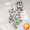 Один купальный купальник 2023 New Ruffle Swimwear Женщины тропический принт купальный костюм пляжная одежда одно плечо монокини плавать