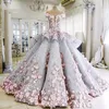 Robe de bal rose magnifique, épaules dénudées, en Tulle floral 3D, longueur au sol, pour jeunes filles et femmes, 2024