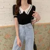 Kvinnors T-skjortor Kvinna Tshirts Summer 2023 Doll Collar Loose Short Sleeve T-shirt Top Clothing Crop Mujer Camisetas