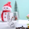 Verres à vin Noël Résistant à la chaleur Double couche Verre Qui coule Paillettes Coupe Mignon Dessin Animé Flocon De Neige Arbre Lait