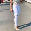 Women's Jean's Denim Pants Casual Solid Color High Stretch Ripped Skinny Thin Jeans Fashion Sexy Lift Hips Slim Waist Pencil 230404