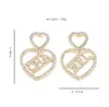 Femmes 18K Plaqué Or Stud Designer Boucles D'oreilles Amour Cadeaux De Fête De Mariage Bijoux Charms Boucles D'oreilles High Sense Longue Lettre Boucles D'oreilles Bijoux De Luxe