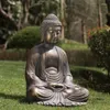 Garden Decorations Glitzhome GH20384 Meditera Buddha Temple Statue Outdoor Sculpture Decorative 22.83 "H