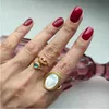 Vintage opale anneaux pour femmes homme acier inoxydable soleil anneaux pierre de lune anneau accessoires Bijoux cadeau meilleur ami maman Bijoux taille 7