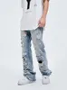 Herrenjeans Straßenbekleidung Jeans mit weitem Bein Herren gerader Fuß lange Hose blaue Jeans Y2k Herrenjeans zerrissene Jeans Herrenbekleidung Denim 230406