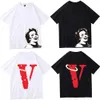 Vlone Brand Prand Print Derts Men and Women O-Neck Tharts Thirts Classic Fashion Trend for Simple Street Hip-Hop Cotton Pullover DT114