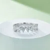 Küme halkaları kaplama 18k renk fantezi moissanit ring s925 sterlin şeridi elmas sonsuzluk band düğün nişan kadınlar için