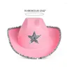 Berets Vintage Country Western Pink Cowgirl Hat Giltter Star Patetrn For Party Po Props Headwaer Gifts