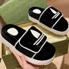 Sandaler män kvinnor designer toffel strandskor sandal xad bomull svamp magisk band präglad plattform 5.5 cm lyx tofflor män glider med låda