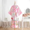 Damen Nachtwäsche Rose Frauen Lange Seide Satin Hochzeit Braut Brautjungfer Robe Chinesische Frauen Kimono Kleid Bademantel