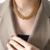 Exagerado ot fivela grossa corrente colar pulseira personalidade tendência conjunto titânio aço dourado jóias para mulher