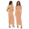 İş elbiseleri rahat payet elbise kadınlar için iki parçalı set 2023 ilkbahar yaz kıyafetleri yelek mahsul üstleri bölünmüş uzun maxi etekler