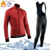 Cykeltröja sätter nytt Pro Team Winter Thermal Fece Cycling Jersey Set Racing Bike Suit Mountian Bicyc Clothing Ropa Maillot Ciclismo Hombre Q231107