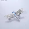 Pins Brooches GEM'S BEAUTY Dragonfly Natural Sky Blue Topaz Peridot Brooch For Women Real 925 Sterling Silver Trendy Fine Jewelry Handmade Q231107