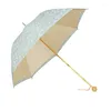 Regenschirme Suxun Hellgrüner Doppelschicht-Regenschirm für Damen, langer Griff, gerader Stab, Regen und klar