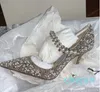 Robe de mariée chaussures de mariée pompes avec sangle en perles de cristal dame talons hauts Sexy bout pointu célèbre pompe pour femmes