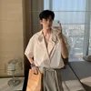 Costumes pour femmes Blazers Hualun Summer Ruffian Loose White Shirt Hommes Manches courtes Bleu Haut de gamme Casual Korean Handsome ShirtWomen's