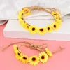 Collier boucles d'oreilles ensemble tournesol cheveux accessoires Bracelet pour femmes Boho été sauvage fête petite fée bande casque Hippie bijoux